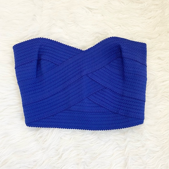 Express Tops - EXPRESS Blue Bandage Crop Top